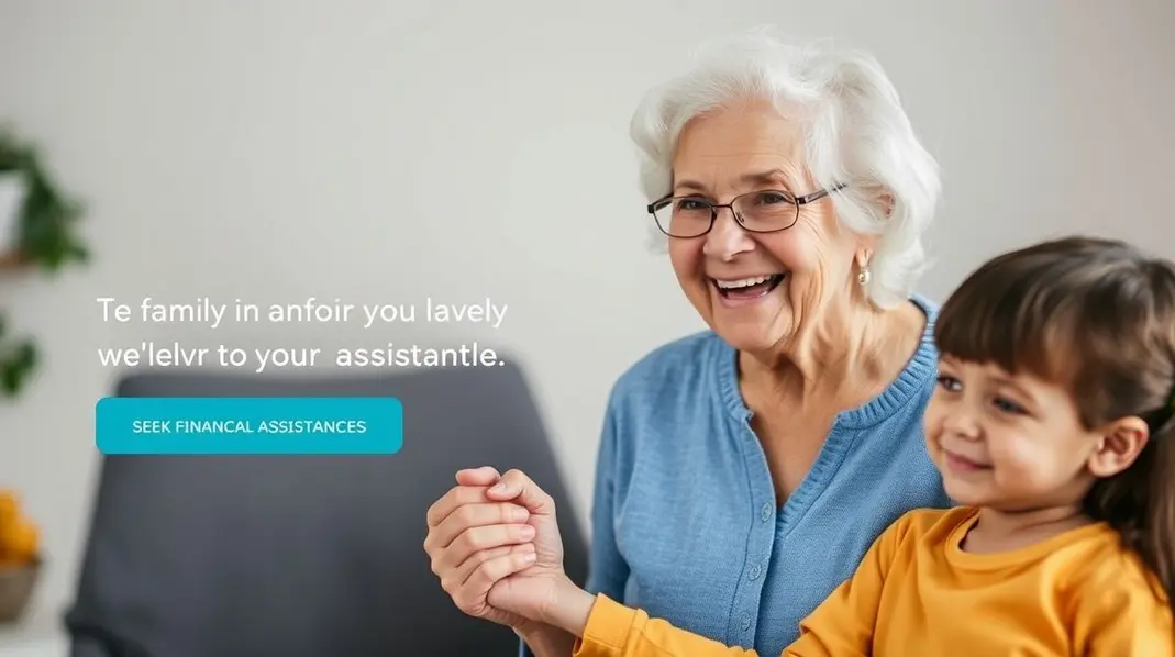 Idoso com um membro da família recebendo apoio na busca por assistência.