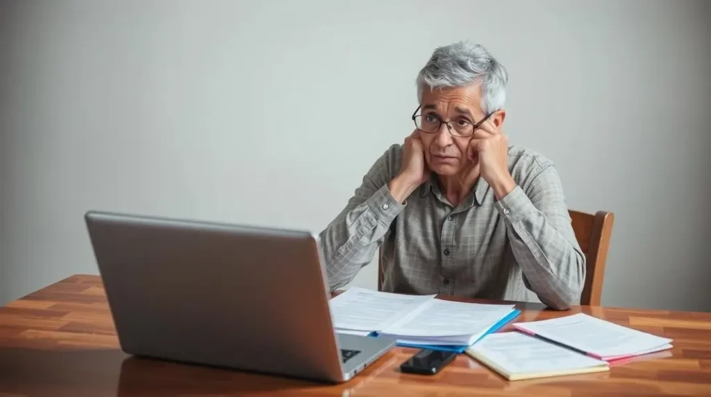 Uma pessoa preocupada lidando com a suspensão do seu benefício social.
