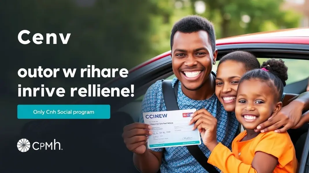 Família feliz segurando carteiras de habilitação, simbolizando empoderamento e novas oportunidades.