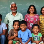 Famílias brasileiras diversas unidas, simbolizando o impacto dos programas sociais do governo.