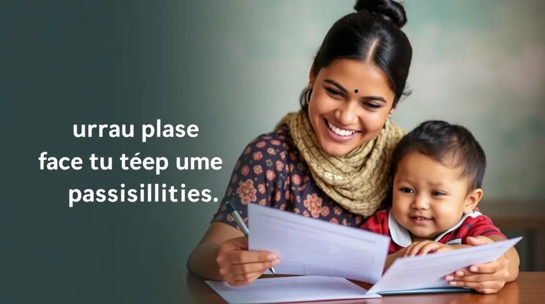 Mãe e filho preenchendo documentos do Cadastro Único.