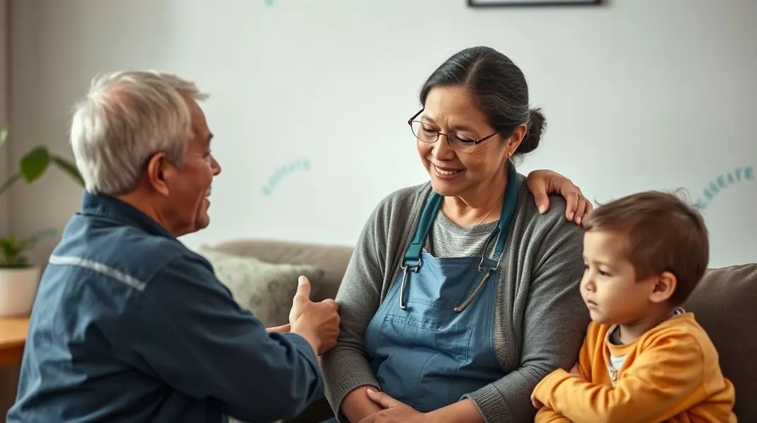 Família apoiando um trabalhador que necessita de auxílio doença do INSS.