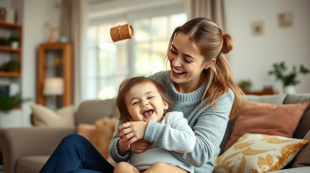 Mãe e filho desfrutando de um momento feliz juntos.