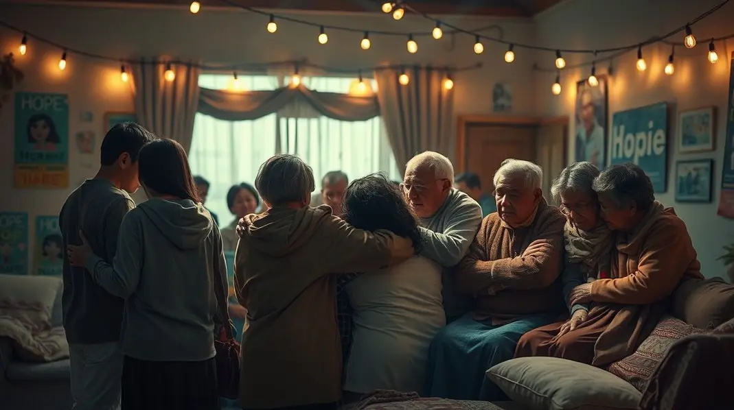 Representação de famílias em busca de apoio durante a ausência de um membro.