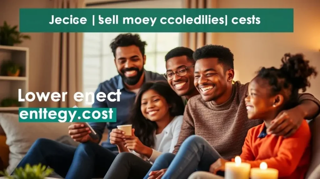 Família diversa se divertindo em casa.