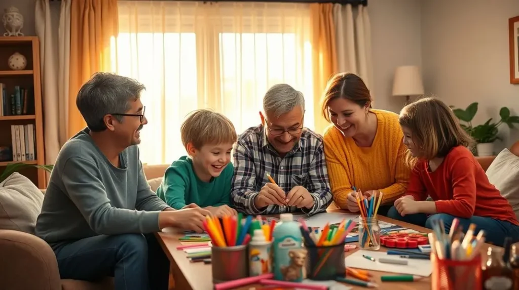 Cena de uma família apoiando uma pessoa com deficiência, simbolizando amor e empoderamento.