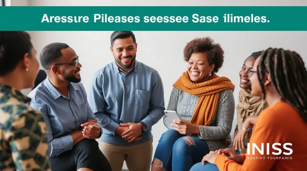 Grupo de pessoas discutindo sobre o auxílio doença do INSS em um ambiente amigável.