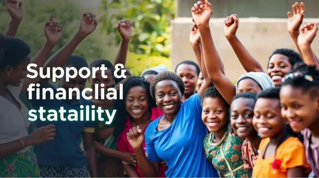 Conjunto de beneficiários contentes em um evento comunitário.