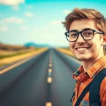Indivíduo esperançoso olhando para a estrada.