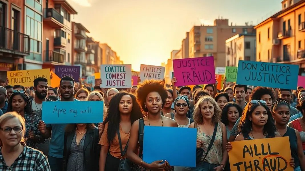 Grupo de pessoas unidas lutando por direitos sociais.