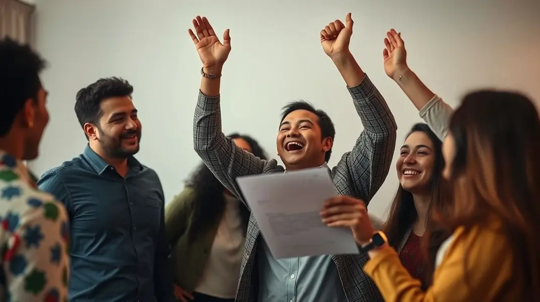 Pessoa feliz com a carta de aprovação da CNH Social.